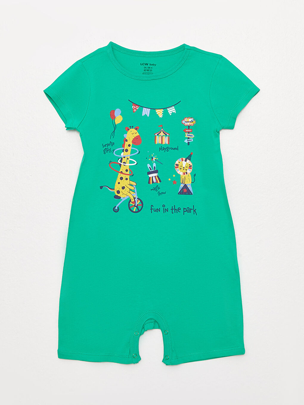 Salopetă pentru Bebeluși Băieți cu Guler Rotund Imprimată, Pachet de 2-1