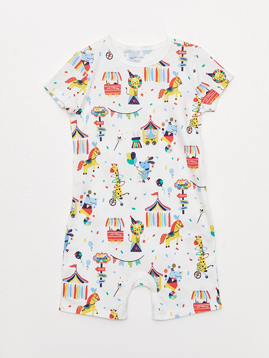 Salopetă pentru Bebeluși Băieți cu Guler Rotund Imprimată, Pachet de 2-2