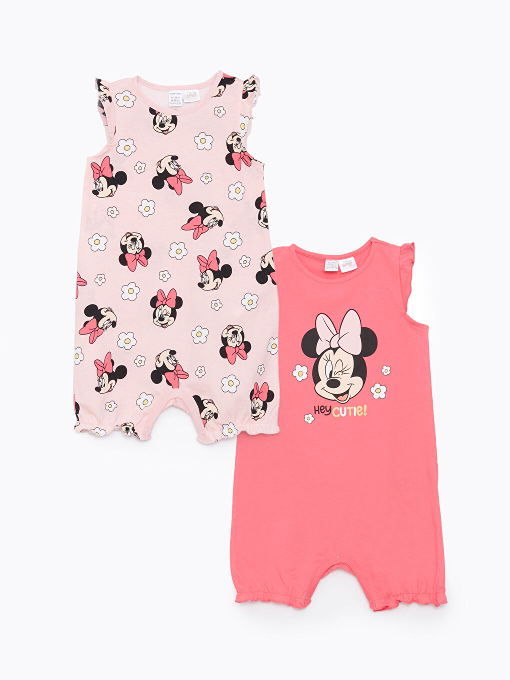 Crew Neck Minnie Mouse Printed Baby Girl Rompers 2 Pack