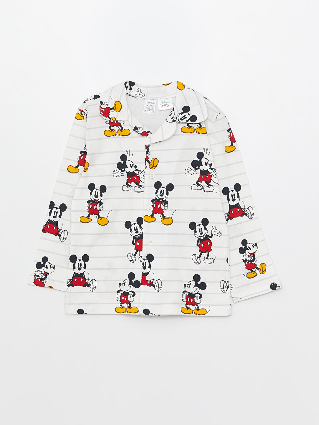 Polo Collar Long Sleeve Mickey Mouse Printed Baby Boys' Pyjama Set-1