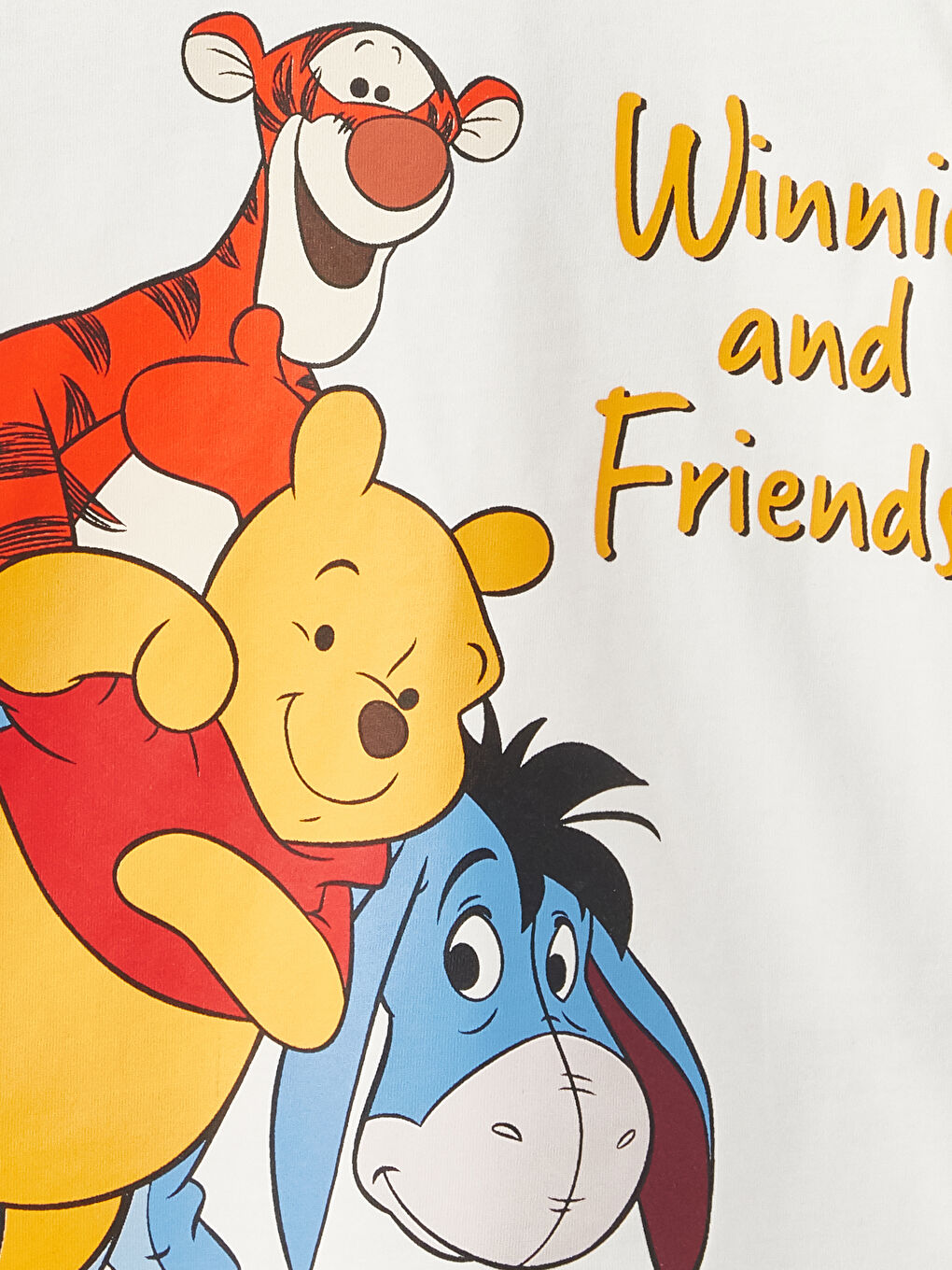 Ekru Bisiklet Yaka Uzun Kollu Winnie the Pooh Baskılı Erkek Bebek Pijama Takımı-3