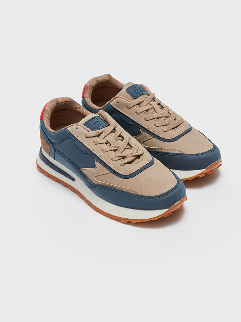 Lacivert Renk Bloklu Bağcıklı Erkek Spor Ayakkabı