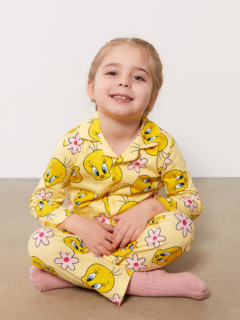 LCW baby طقم بيجاما أصفر طفلة -S36081Z1-LUG