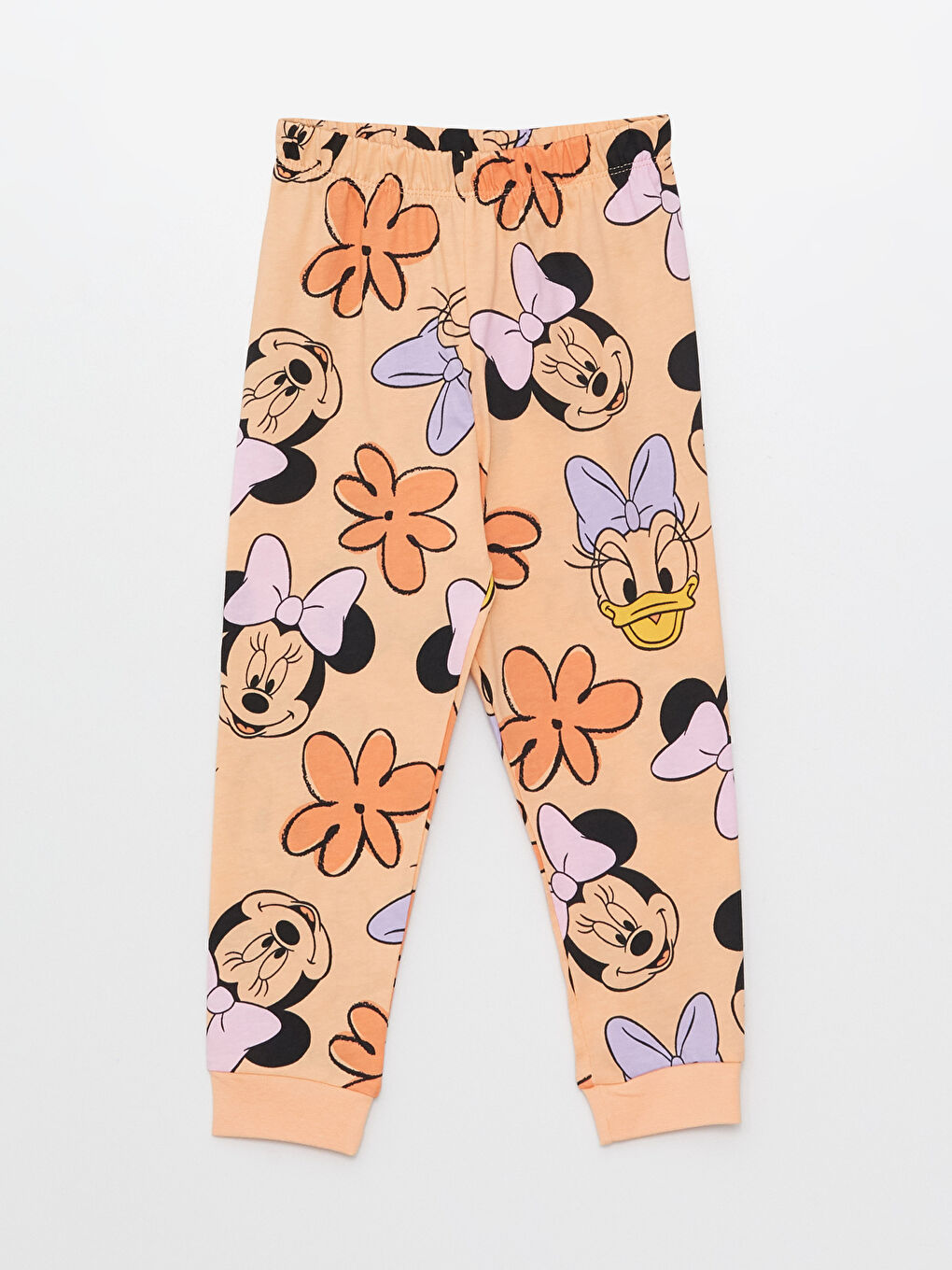 Pembe Bisiklet Yaka Uzun Kollu Minnie Mouse Baskılı Kız Bebek Pijama Takımı-2