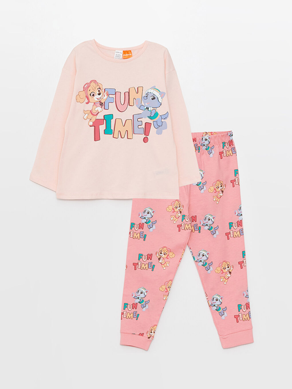 Пижамный комплект с круглым вырезом, длинным рукавом и принтом Щенячий патруль для малышек девочек