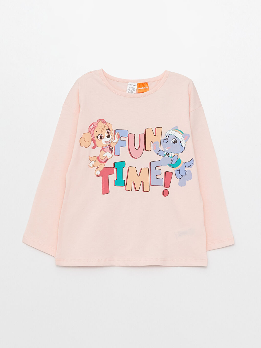 Пижамный комплект с круглым вырезом, длинным рукавом и принтом Щенячий патруль для малышек девочек-1