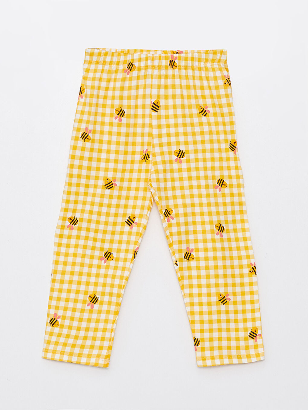 طقم بيجامة بناتي بياقة بولو وكم طويل مطبوع-2