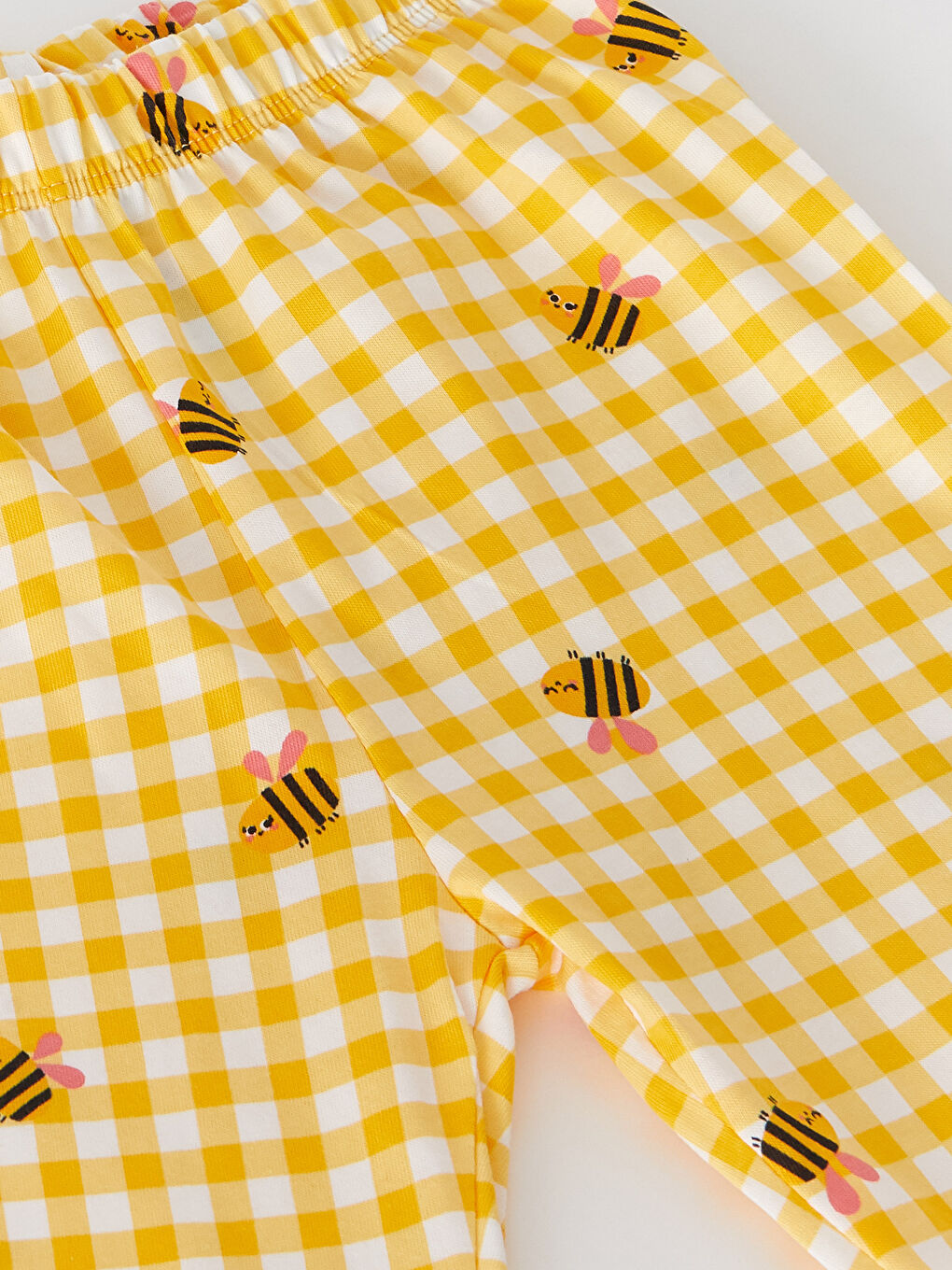 طقم بيجامة بناتي بياقة بولو وكم طويل مطبوع-3