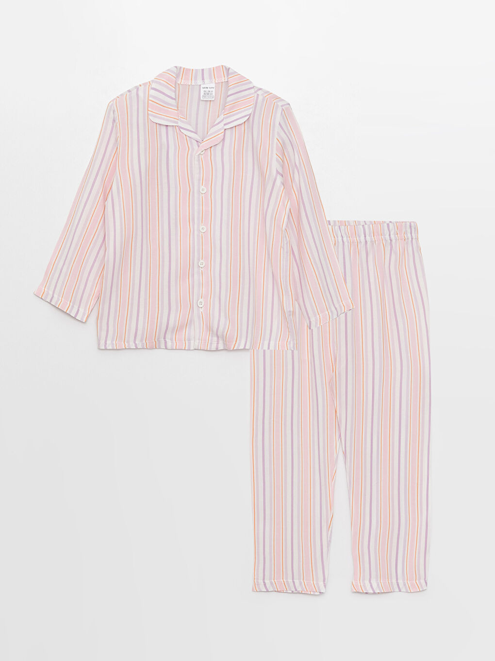 LCW baby Polo Yaka Uzun Kollu Çizgili Kız Bebek Pijama Takım -S36106Z1-LRA