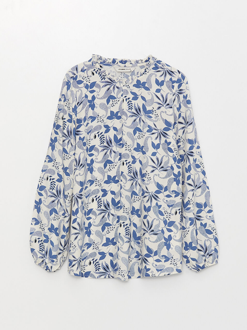 LCW Grace Crew Neck Patterned Long Sleeve Women's Blouse -S36109Z8-LQQ