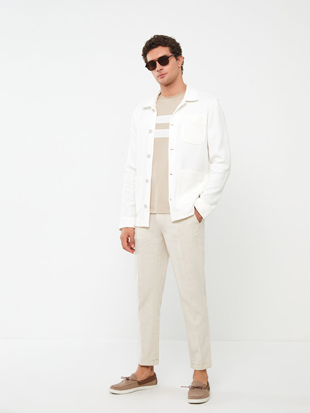 LCW Vision Beyaz Regular Fit Uzun Kollu Erkek Gömlek Ceket - 2