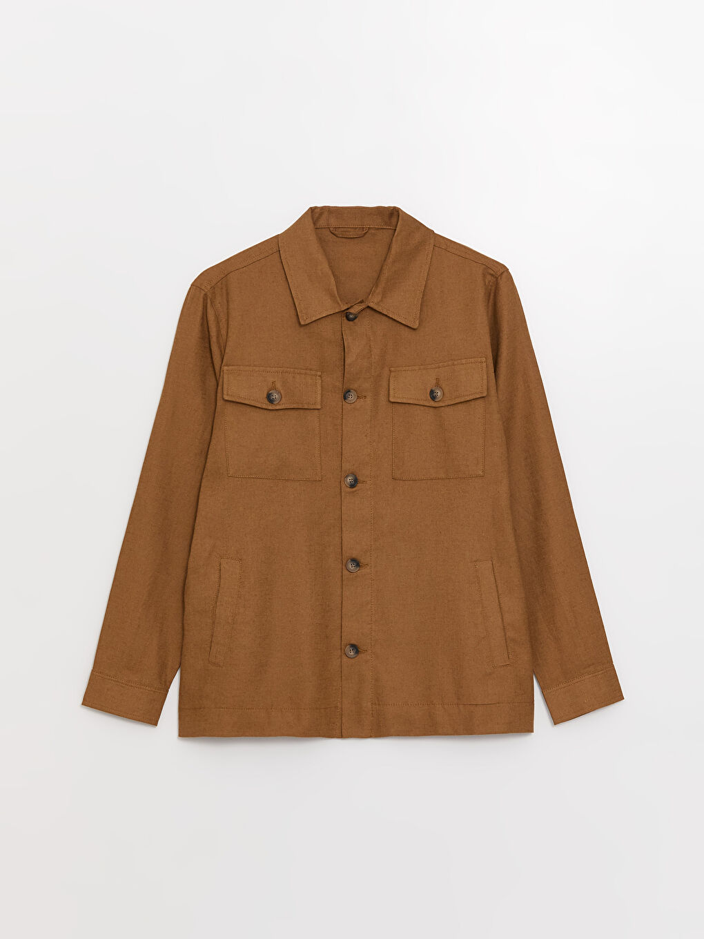 Kahverengi Regular Fit Uzun Kollu Erkek Gömlek Ceket-5