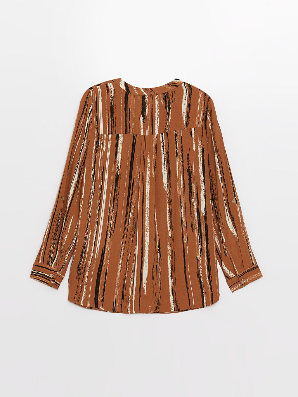 Notch Neck Patterned Long Sleeve Women's Blouse-6