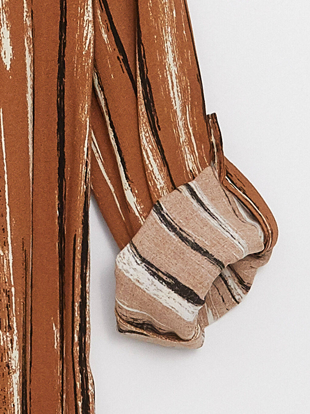 Notch Neck Patterned Long Sleeve Women's Blouse-7