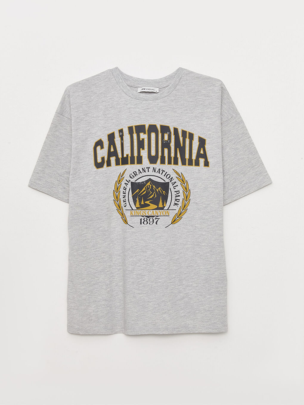 تيشيرت نسائي بأكمام قصيرة وياقة دائرية مطبوع-5