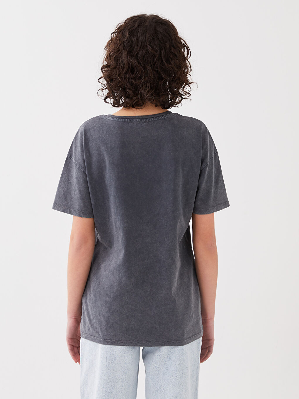 Women's Crew Neck Printed Short Sleeve T-Shirt-4