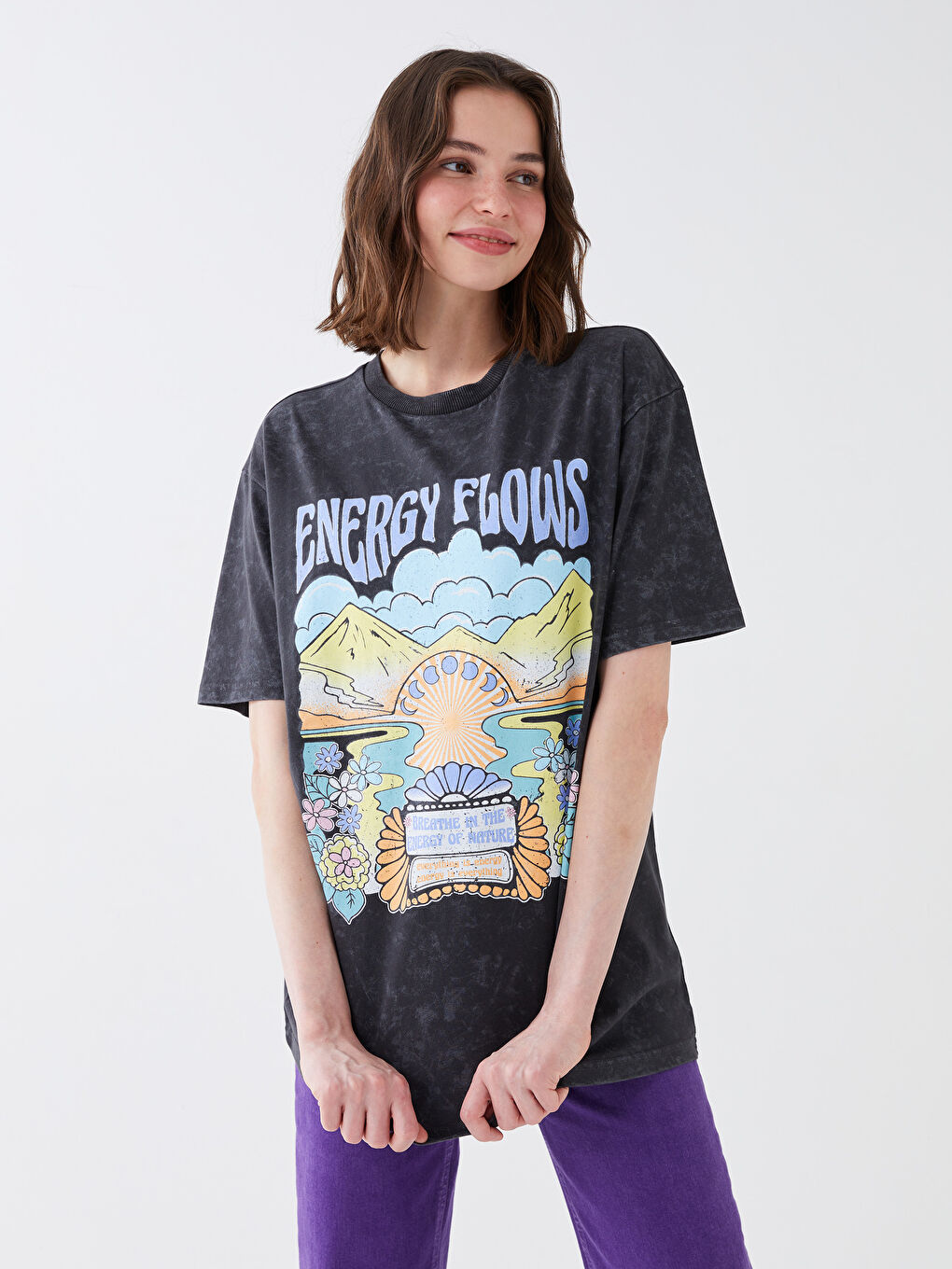 Women's Crew Neck Printed Short Sleeve T-Shirt