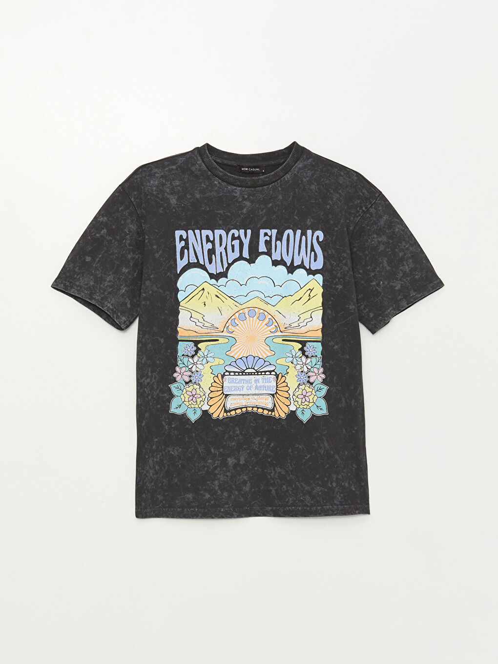 Women's Crew Neck Printed Short Sleeve T-Shirt-5