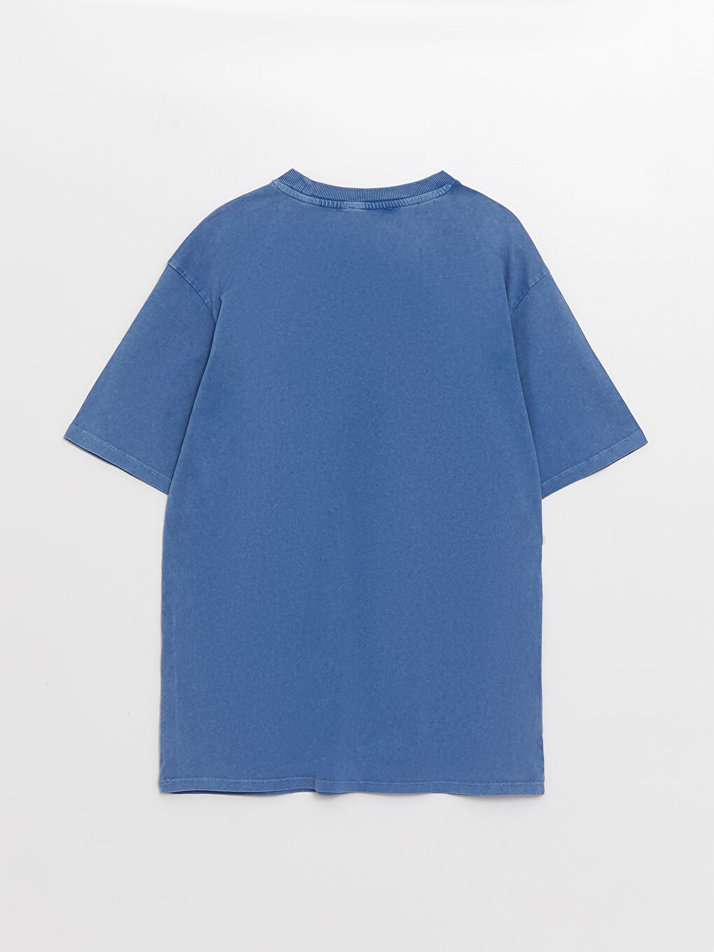 Mavi Bisiklet Yaka Baskılı Kısa Kollu Oversize Kadın Tişört-6