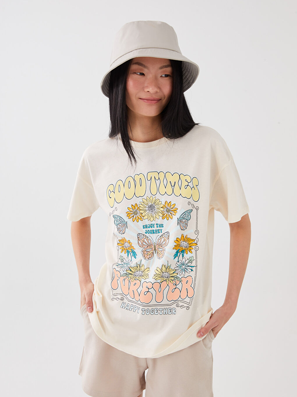 Crew Neck Printed Short Sleeve Women's T-Shirt-1