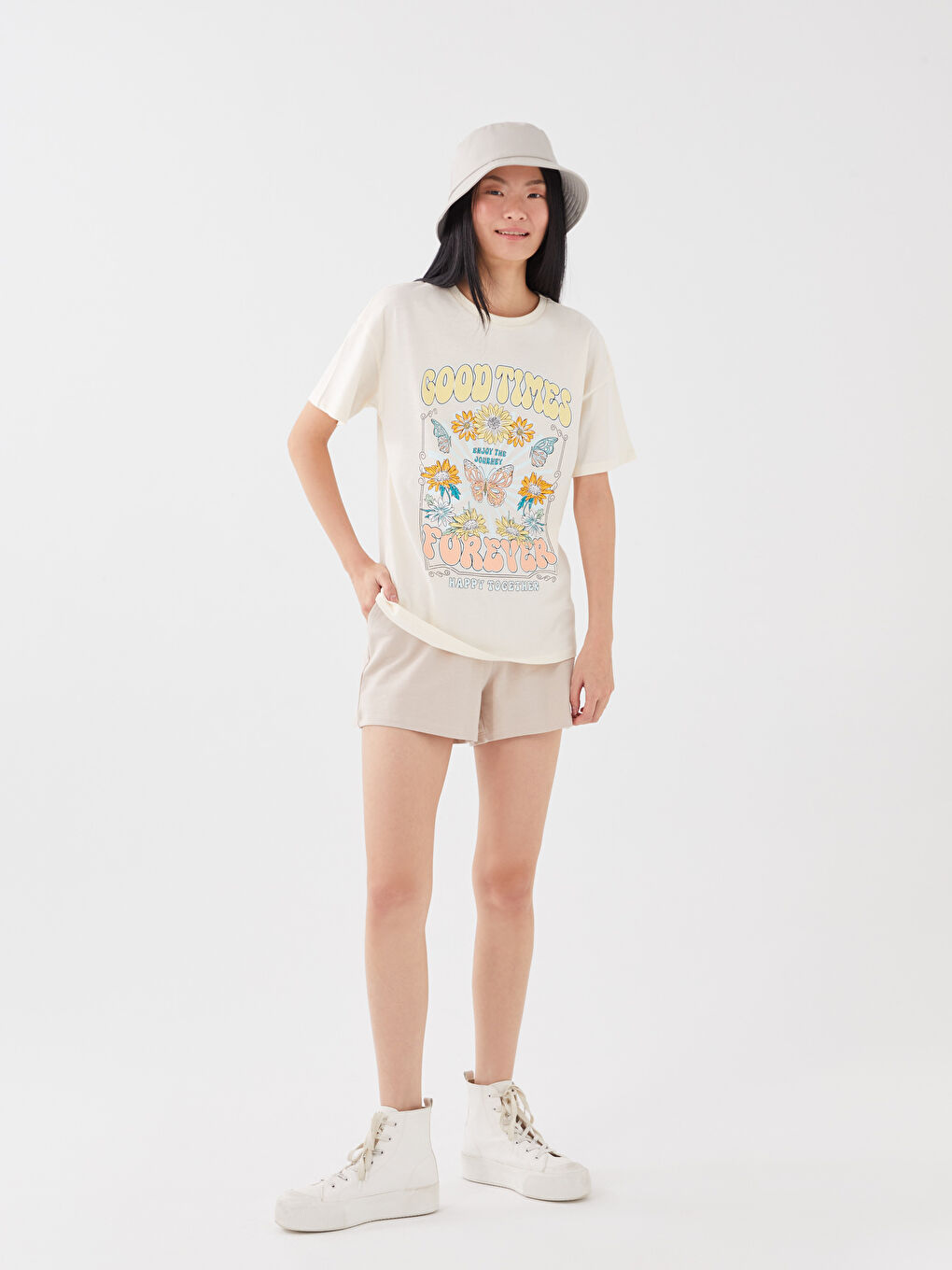 Crew Neck Printed Short Sleeve Women's T-Shirt-2