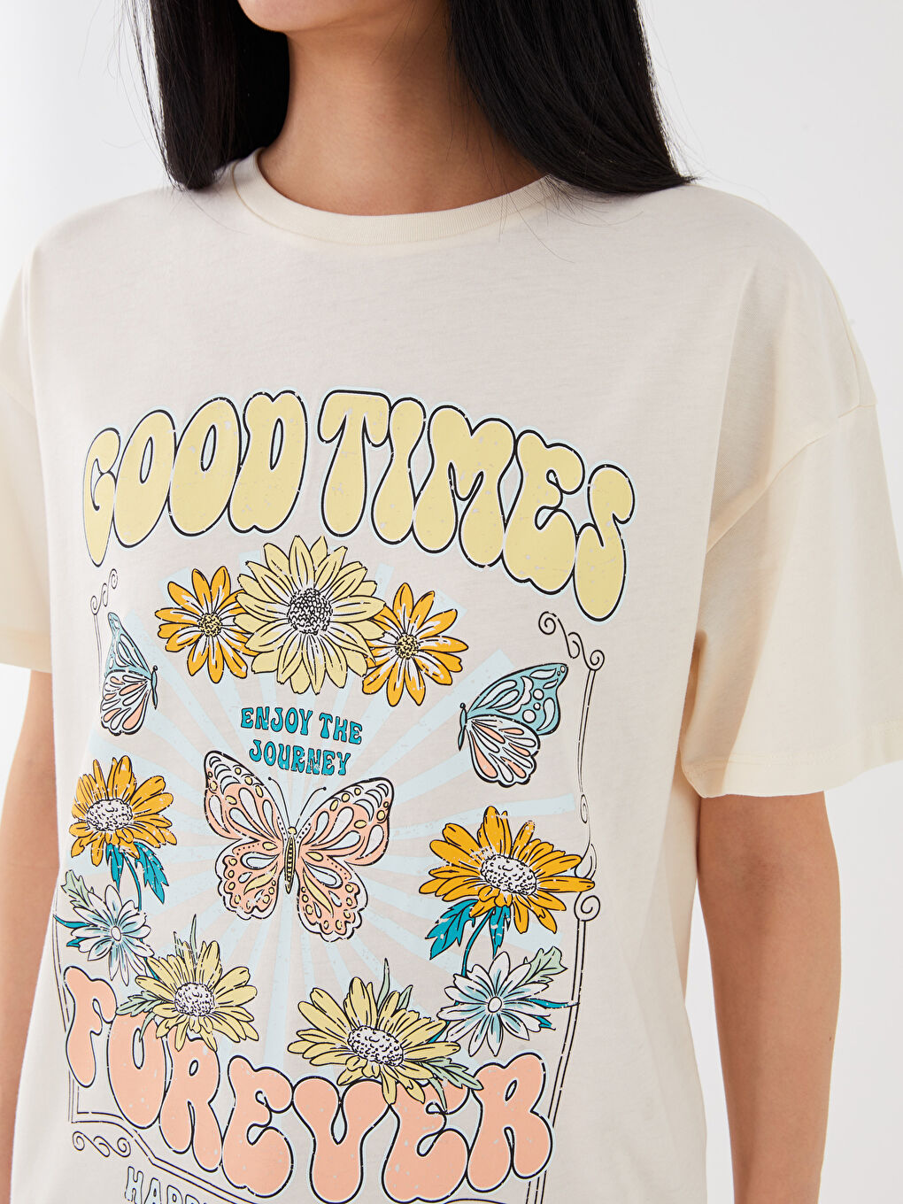 Crew Neck Printed Short Sleeve Women's T-Shirt-3