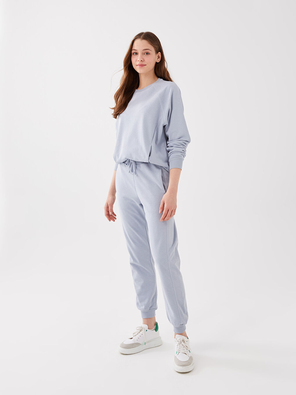 Mavi Kadın Beli Lastikli Düz Eşofman Altı-1