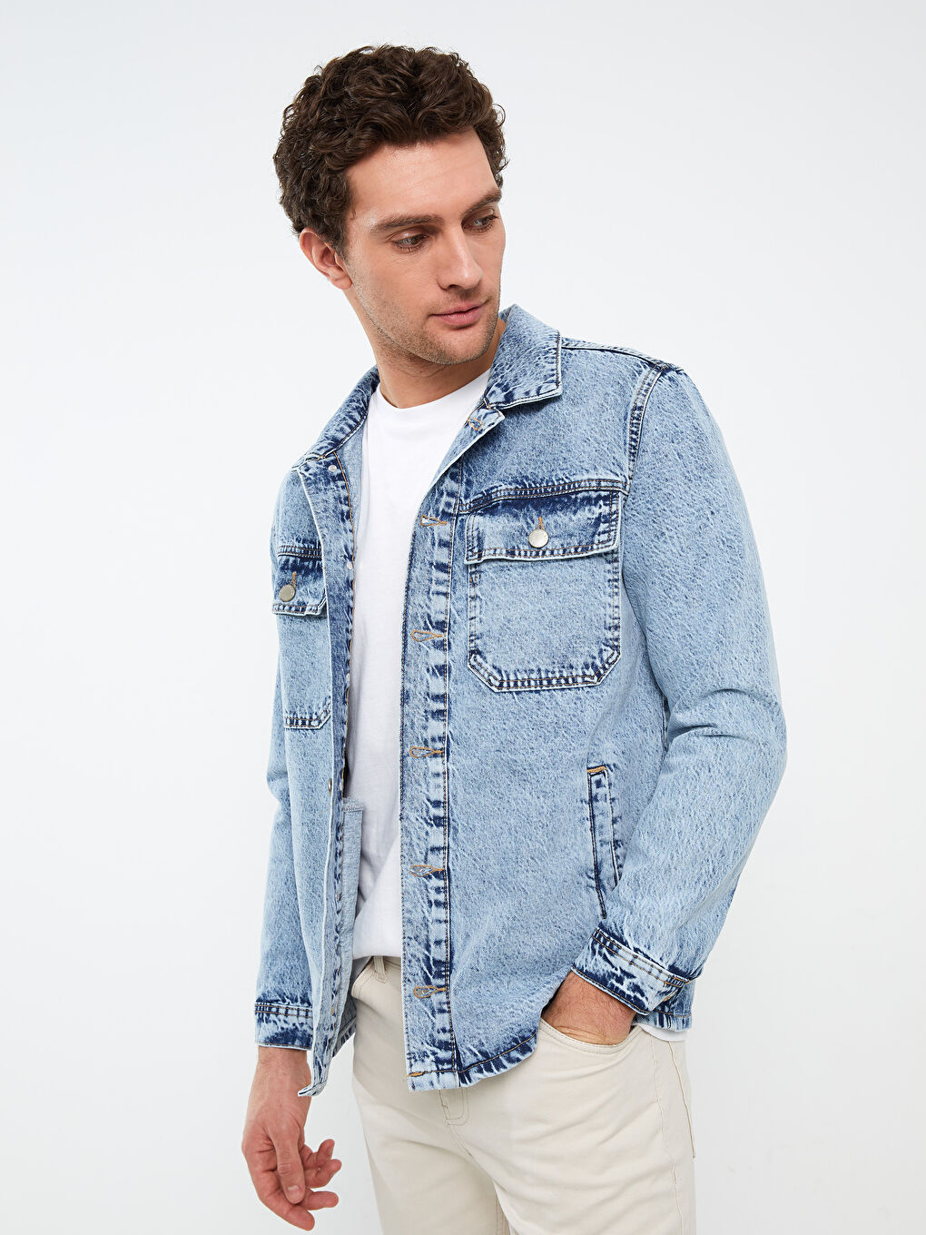 İndigo Standart Kalıp Erkek Jean Ceket