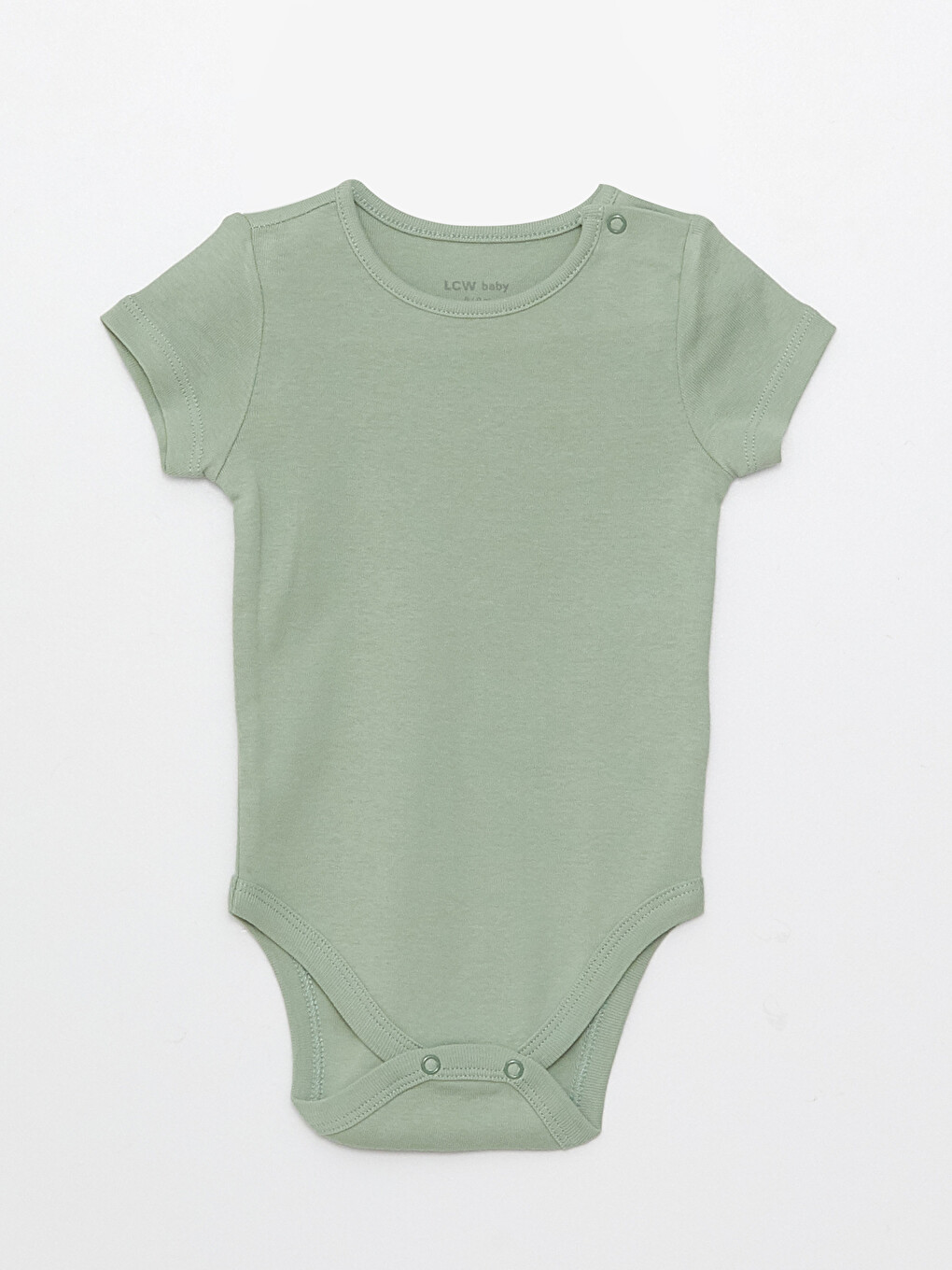 LCW baby Bisiklet Yaka Kısa Kollu Basic Kız Bebek Çıtçıtlı Body 3