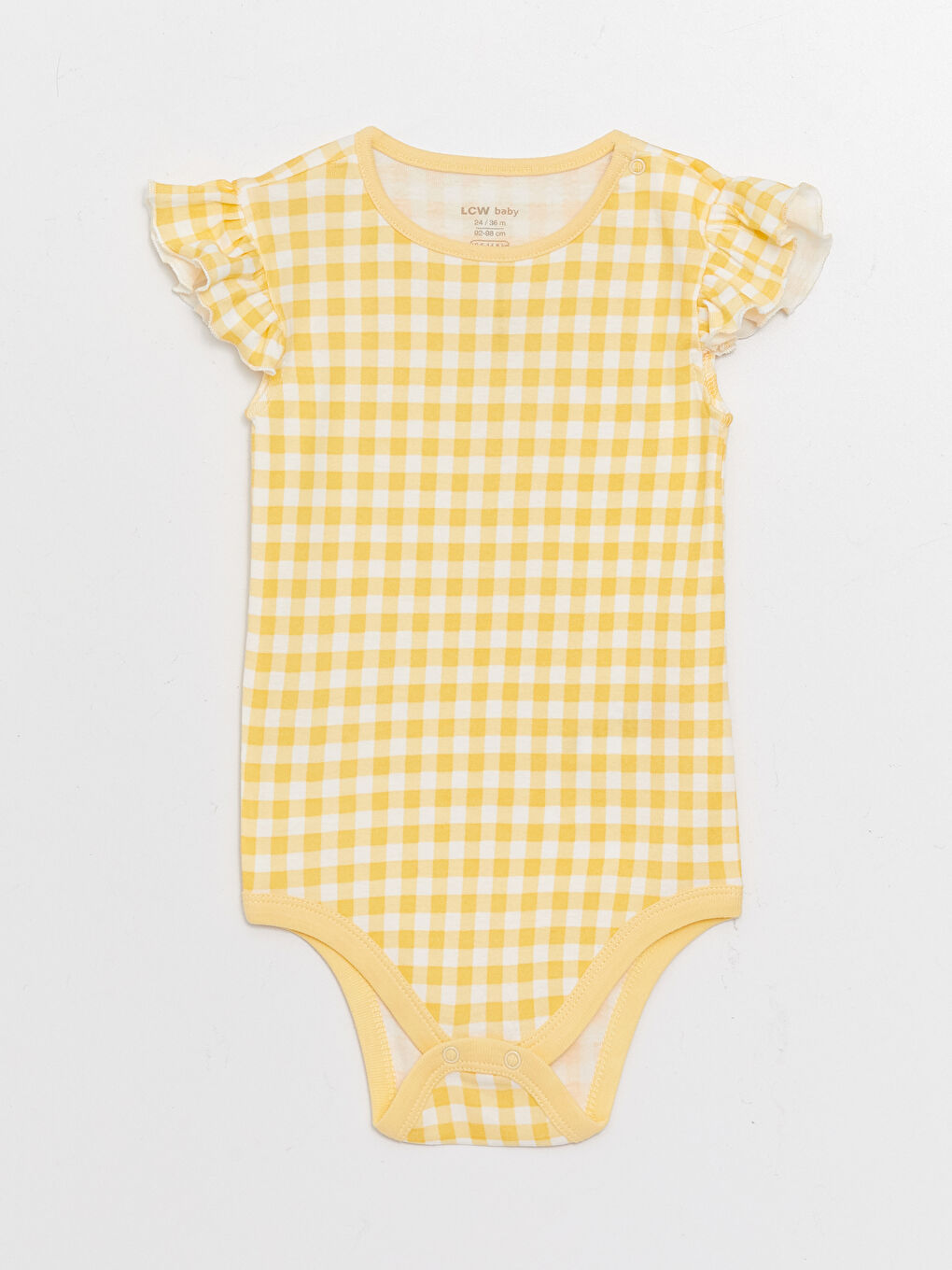 بدلة جسم بياقة دائرية وكم قصير مطبوع لبنات رضع بزر ضغط - مجموعة من قطعتين-2