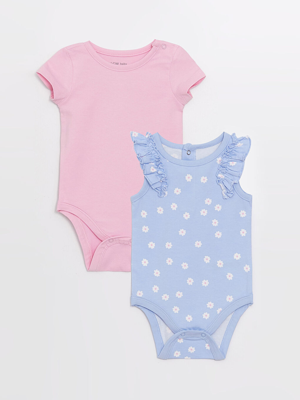 Mavi Bisiklet Yaka Kız Bebek Çıtçıtlı Bodysuit 2'li