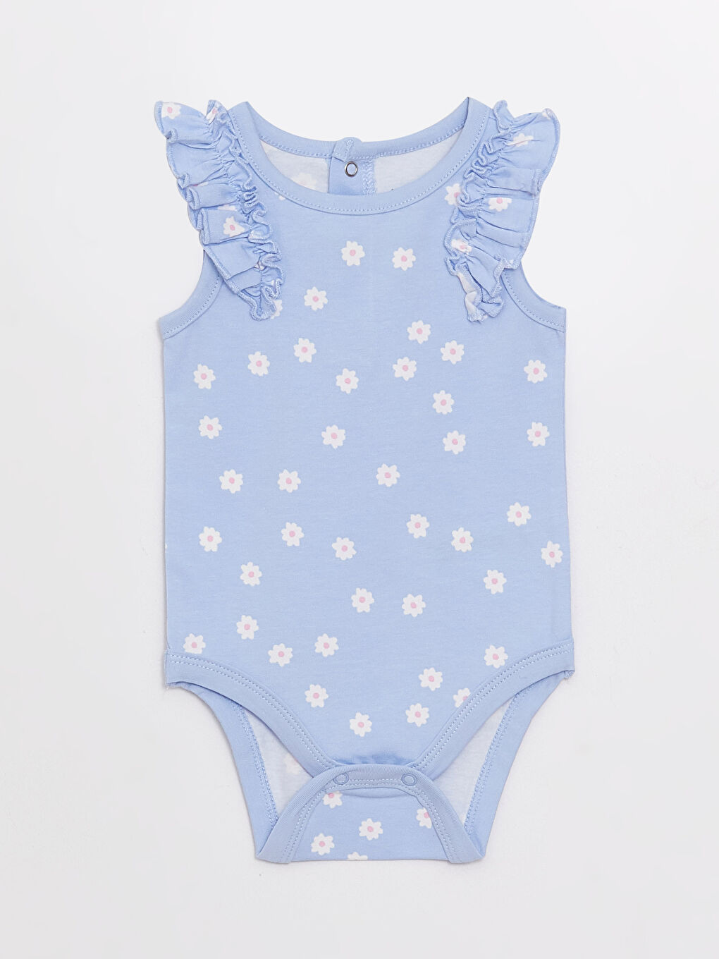 Mavi Bisiklet Yaka Kız Bebek Çıtçıtlı Bodysuit 2'li-1