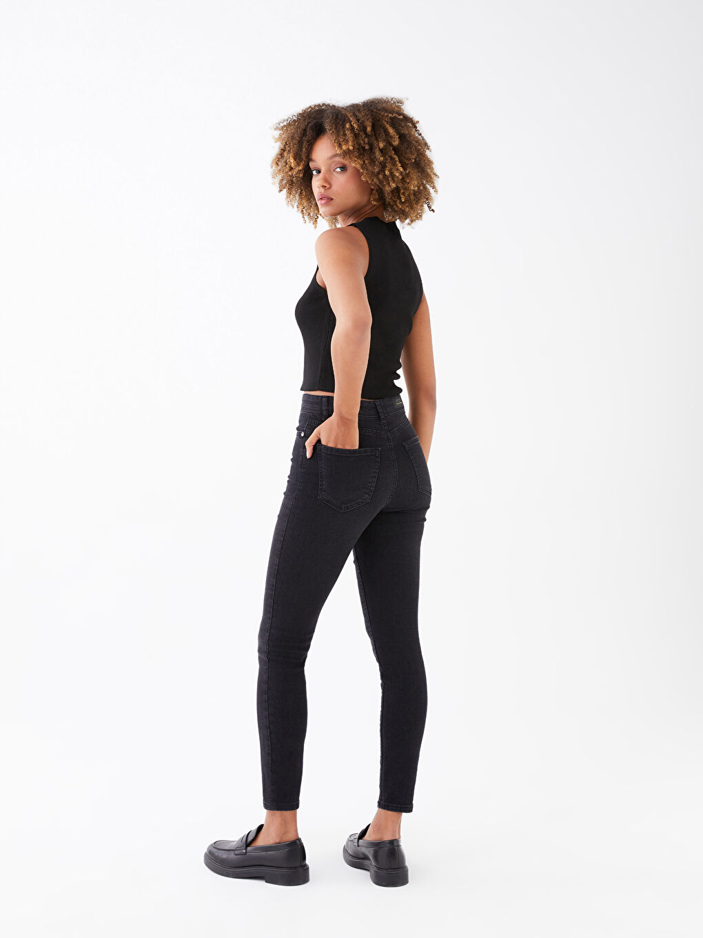 Siyah Yüksek Bel Jüpiter Süper Skinny Fit Kadın Jean Pantolon