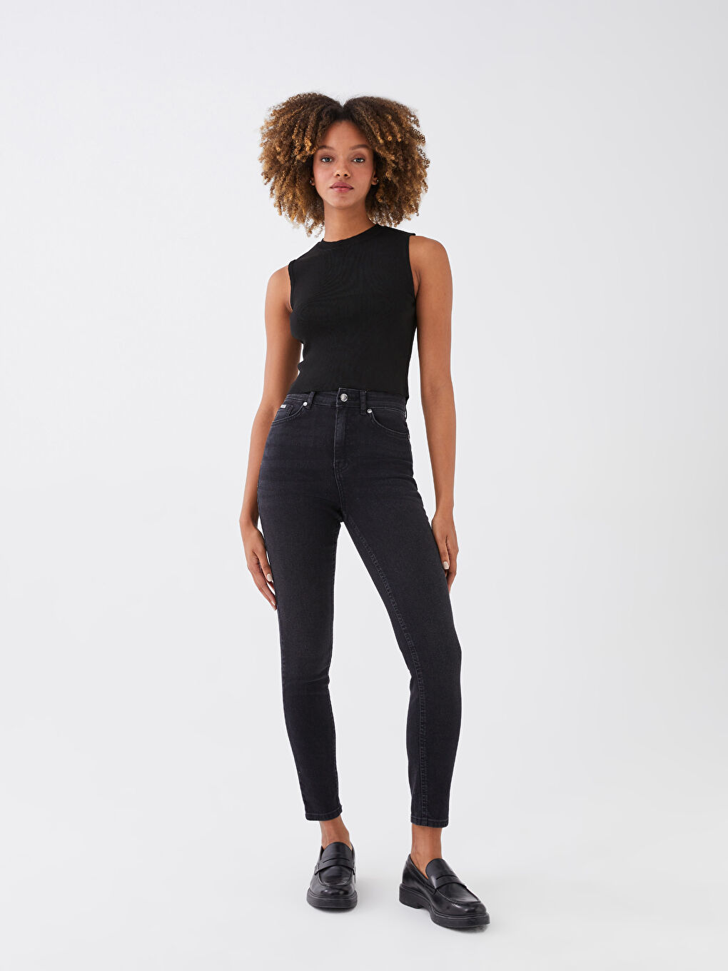 Siyah Yüksek Bel Jüpiter Süper Skinny Fit Kadın Jean Pantolon-1