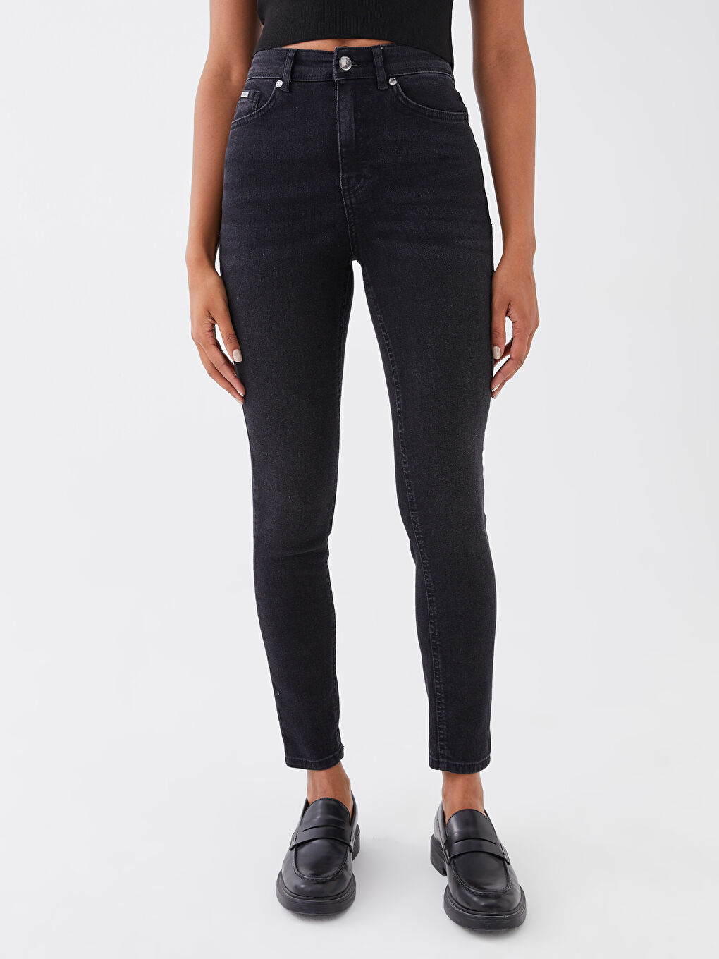 Siyah Yüksek Bel Jüpiter Süper Skinny Fit Kadın Jean Pantolon-3