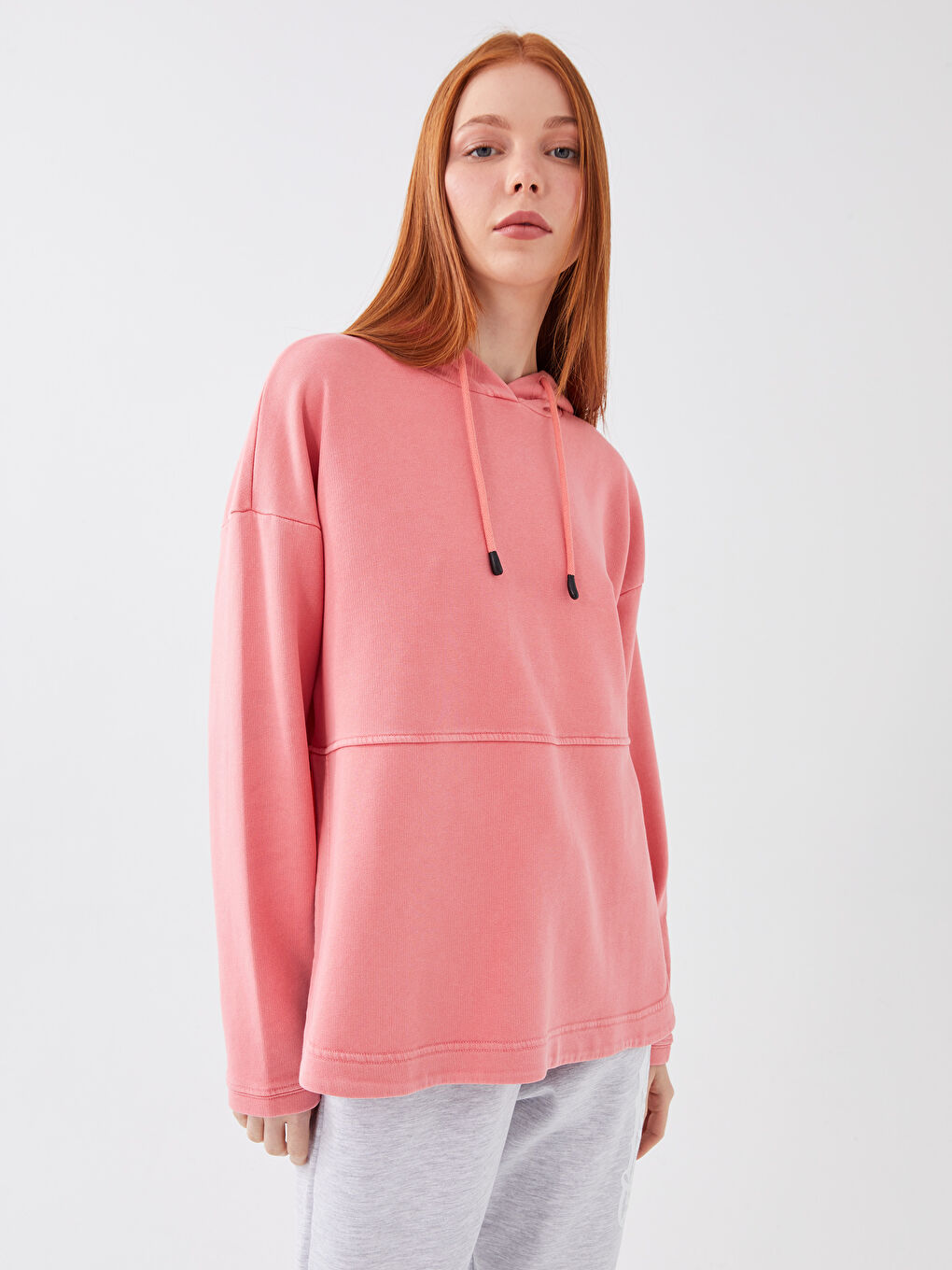 LCW Vision Hooded Plain Long Sleeve Women's Sweatshirt -S36194Z8-QSR