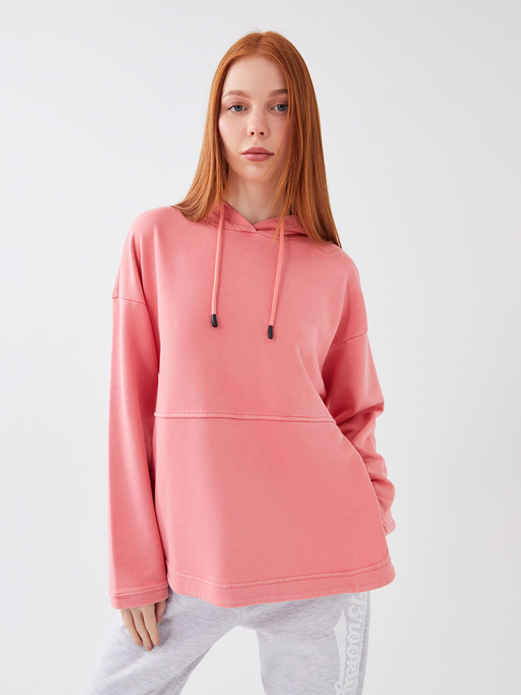 LCW Vision Hooded Plain Long Sleeve Women's Sweatshirt -S36194Z8-QSR