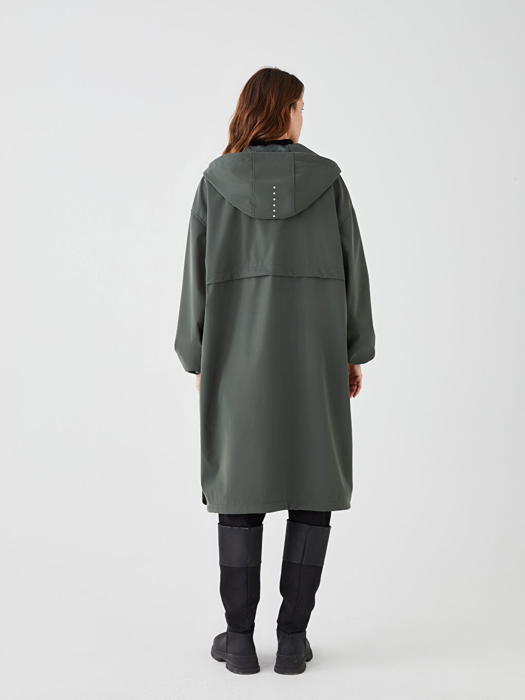 Women's Raincoat with Hooded Reflector Printed Long Sleeve-6