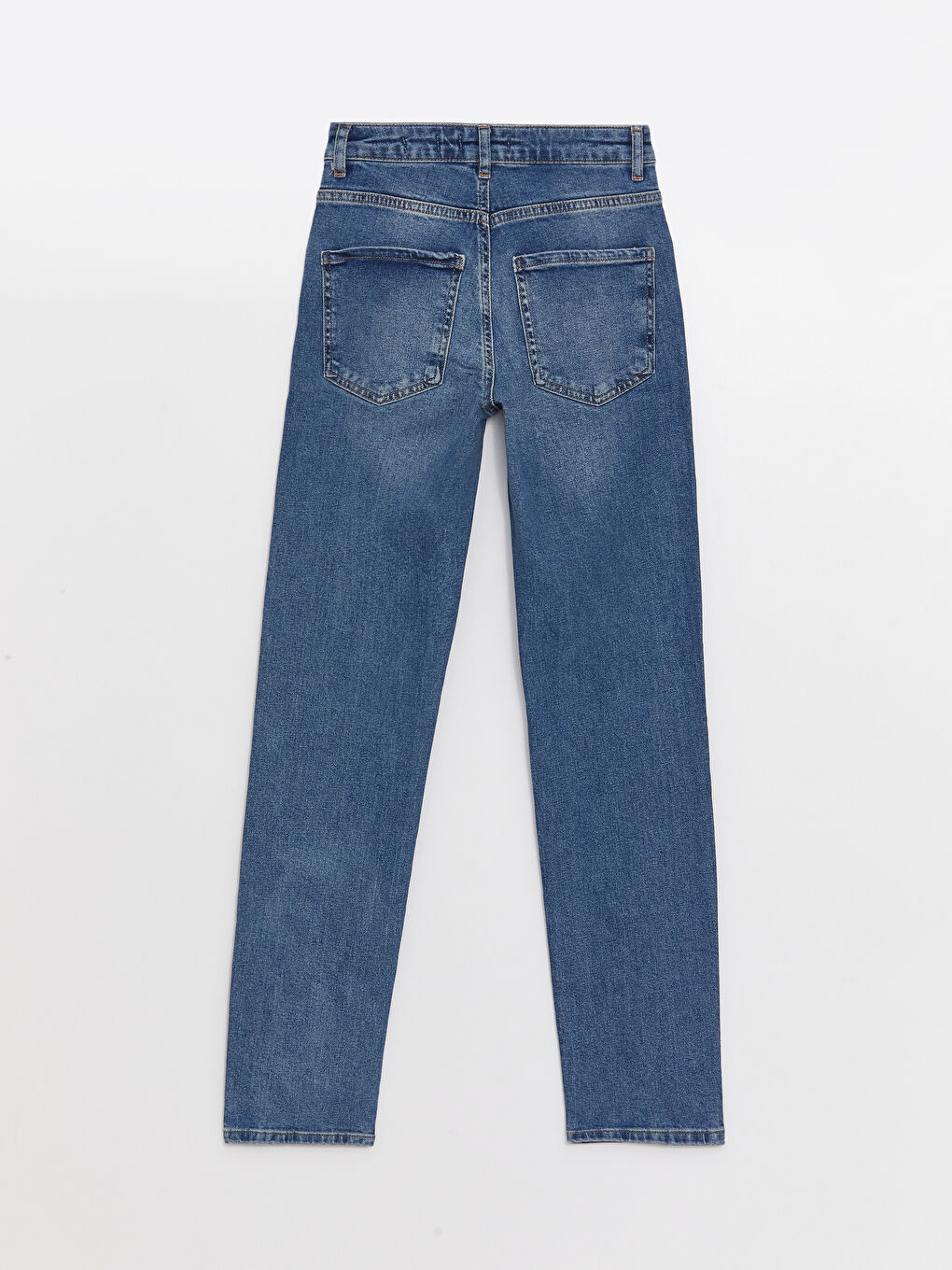 İndigo Yüksek Bel Straight Fit Kadın Jean Pantolon-6