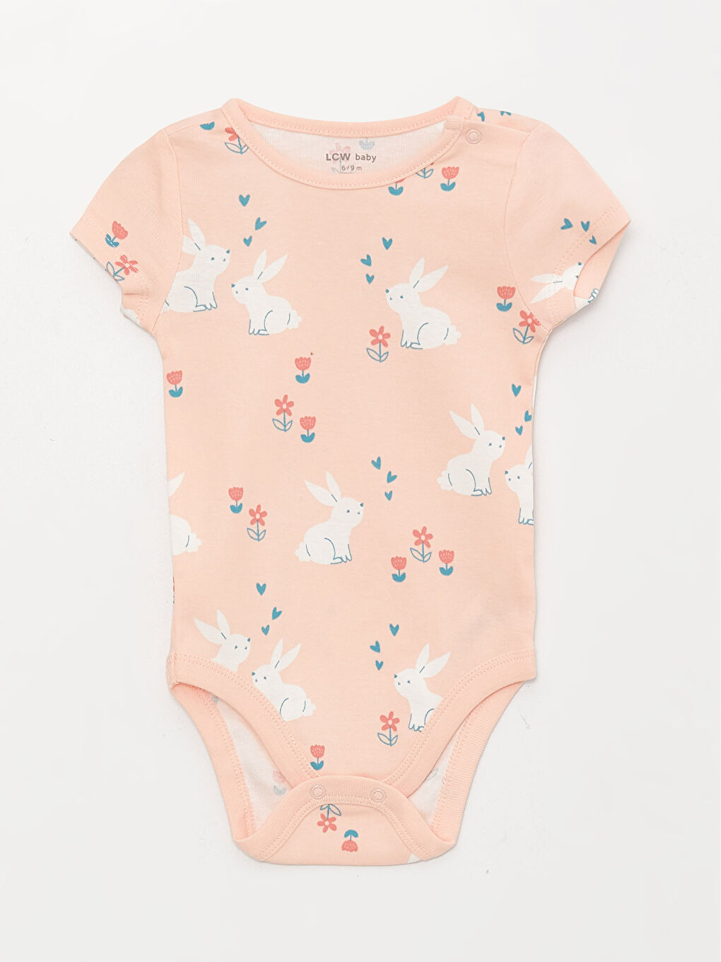 Crew Neck Short Sleeve Patterned Baby Girl Snap Fastener Bodysuit 2 Pack-1