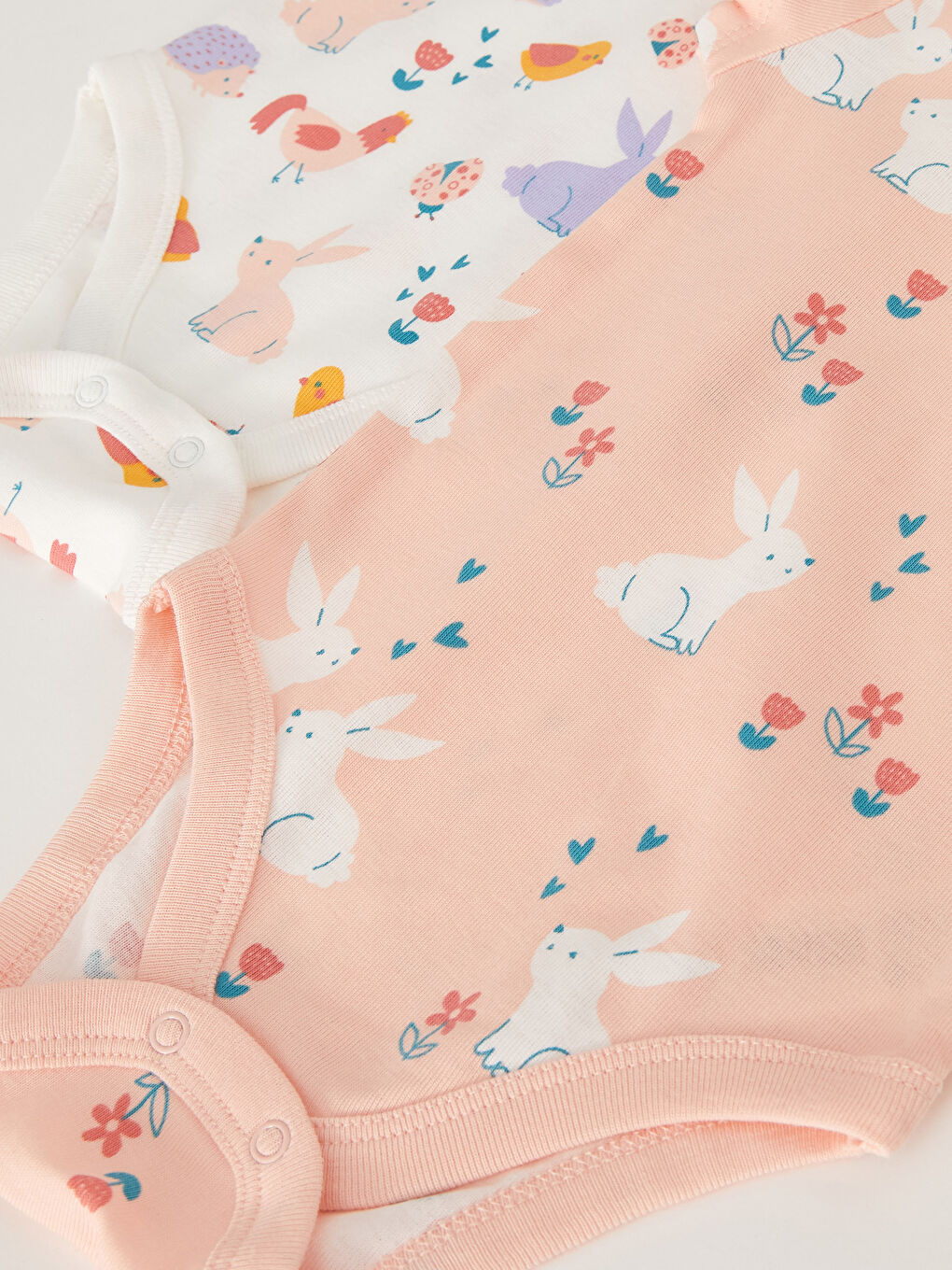 Crew Neck Short Sleeve Patterned Baby Girl Snap Fastener Bodysuit 2 Pack-3