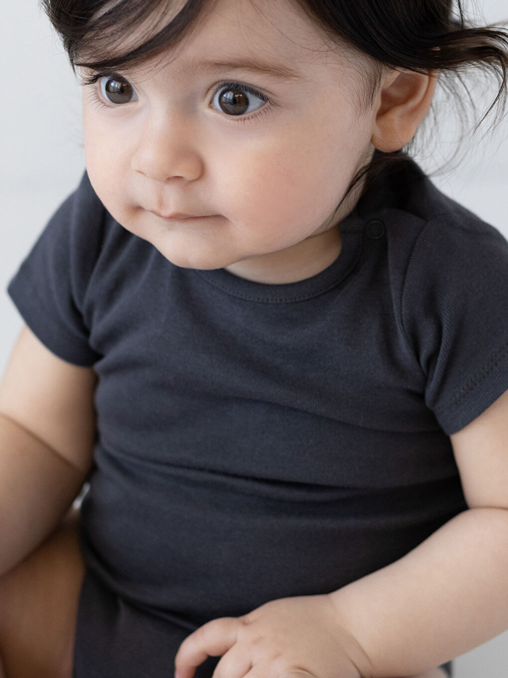 Gri Bisiklet Yaka Kısa Kollu Erkek Bebek Çıtçıtlı Body 3'lü-2