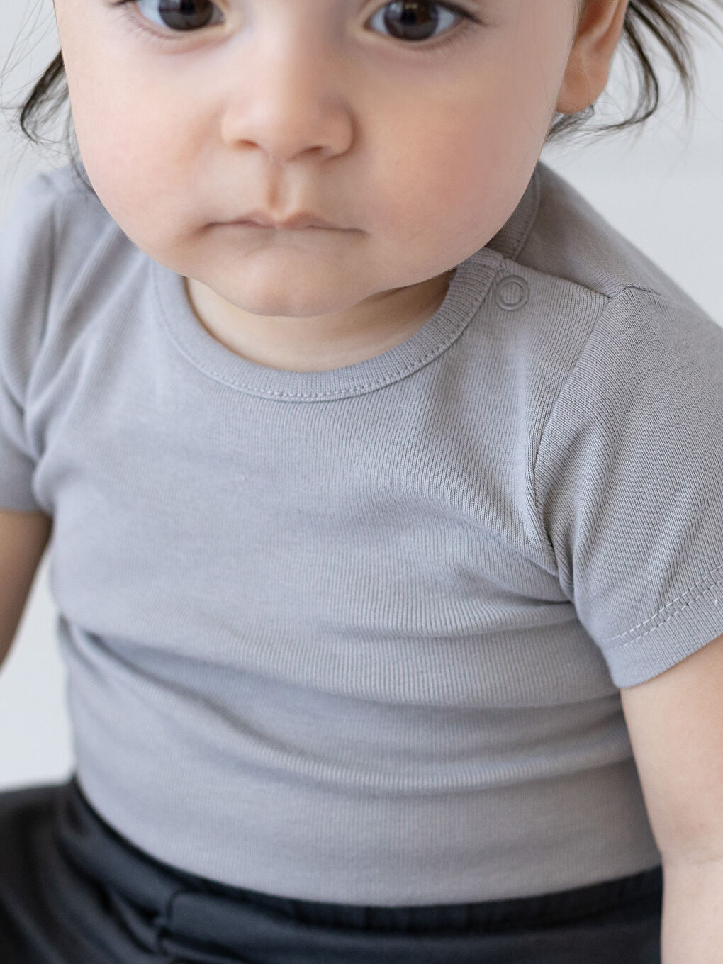 Gri Bisiklet Yaka Kısa Kollu Erkek Bebek Çıtçıtlı Body 3'lü-6
