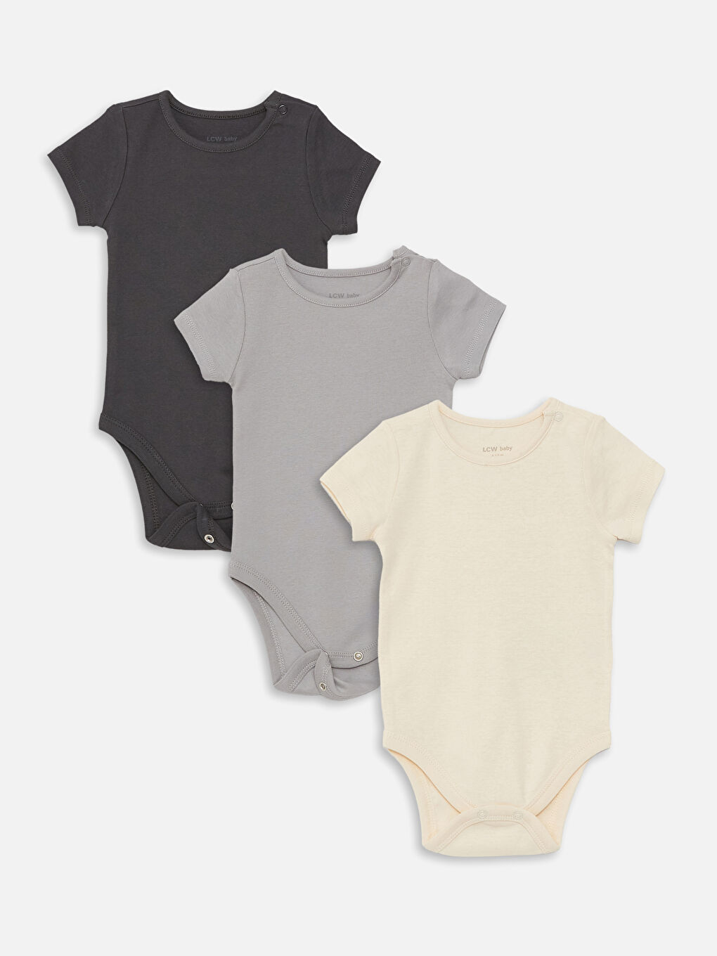 Gri Bisiklet Yaka Kısa Kollu Erkek Bebek Çıtçıtlı Body 3'lü-8