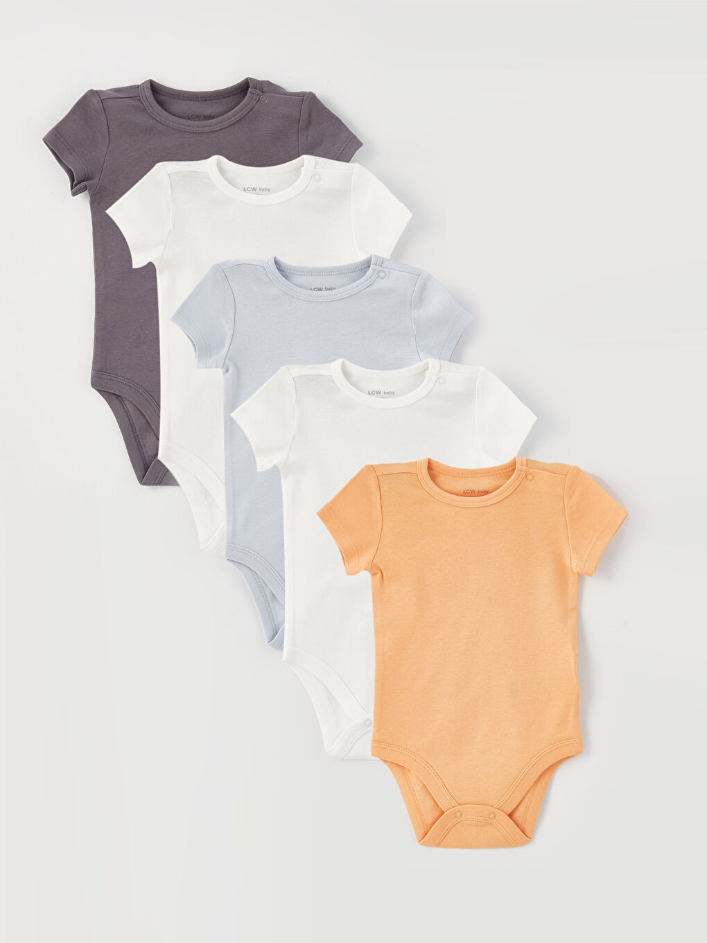 Mavi Bisiklet Yaka Kısa Kollu Basic Erkek Bebek Çıtçıtlı Body 5'li