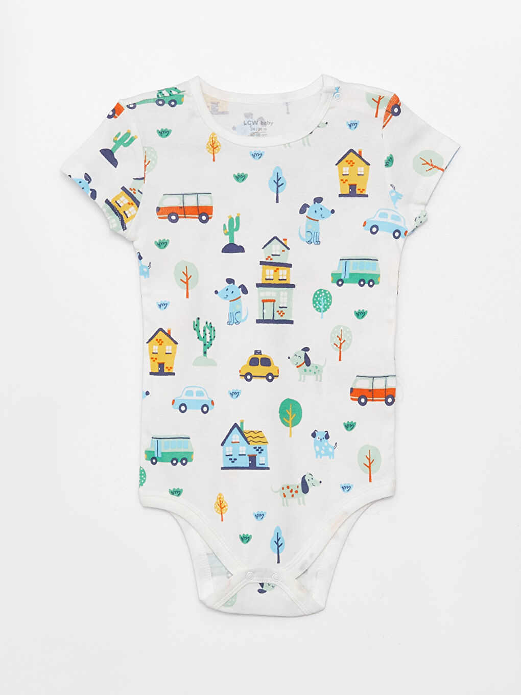 ياقة دائرية كم قصير مطبوع بدلة جسم أولاد رضع بزر ضغط - مجموعتين-1