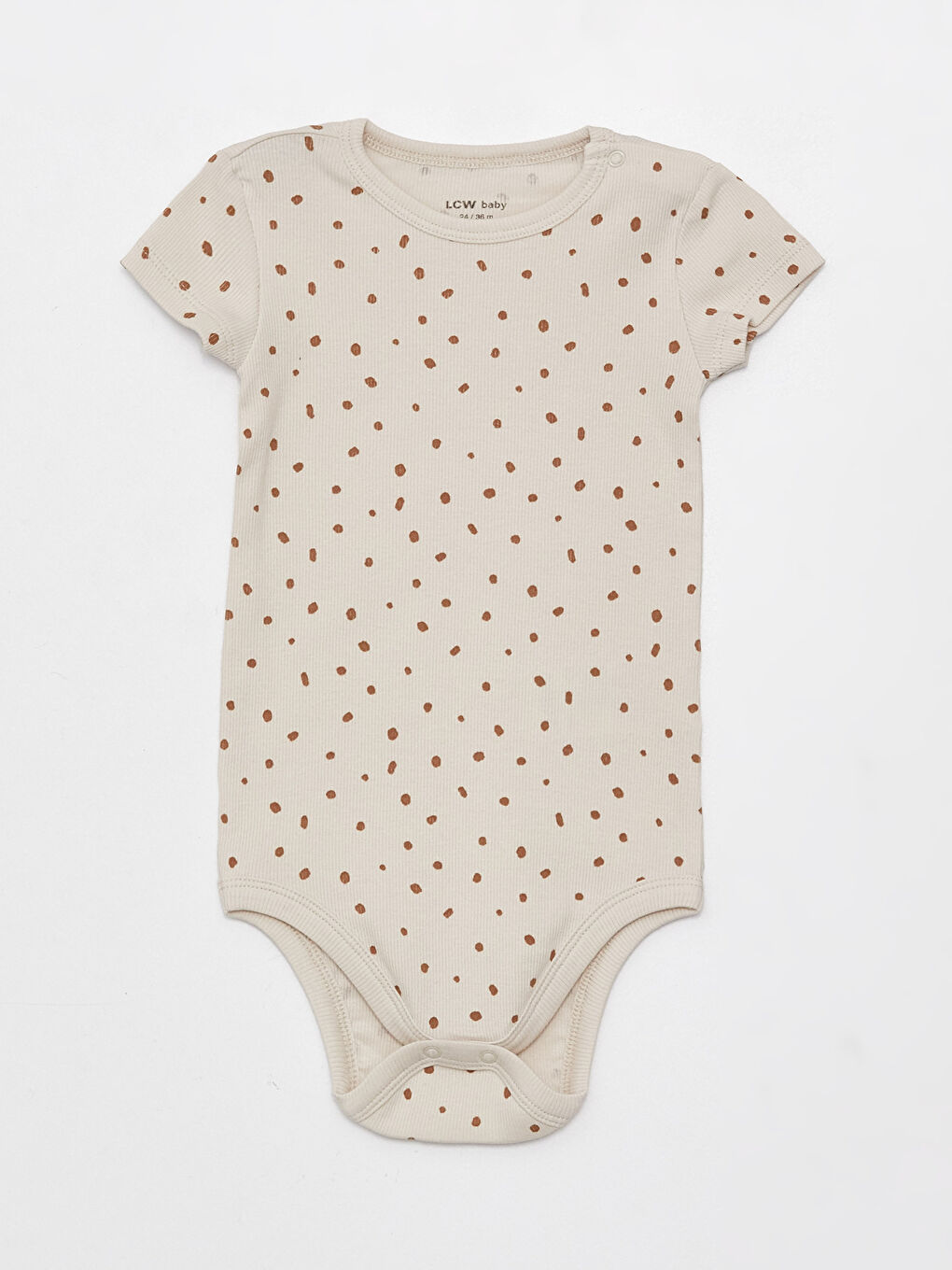 Kahverengi Bisiklet Yaka Kısa Kollu Erkek Bebek Çıtçıtlı Bodysuit 2'li-1