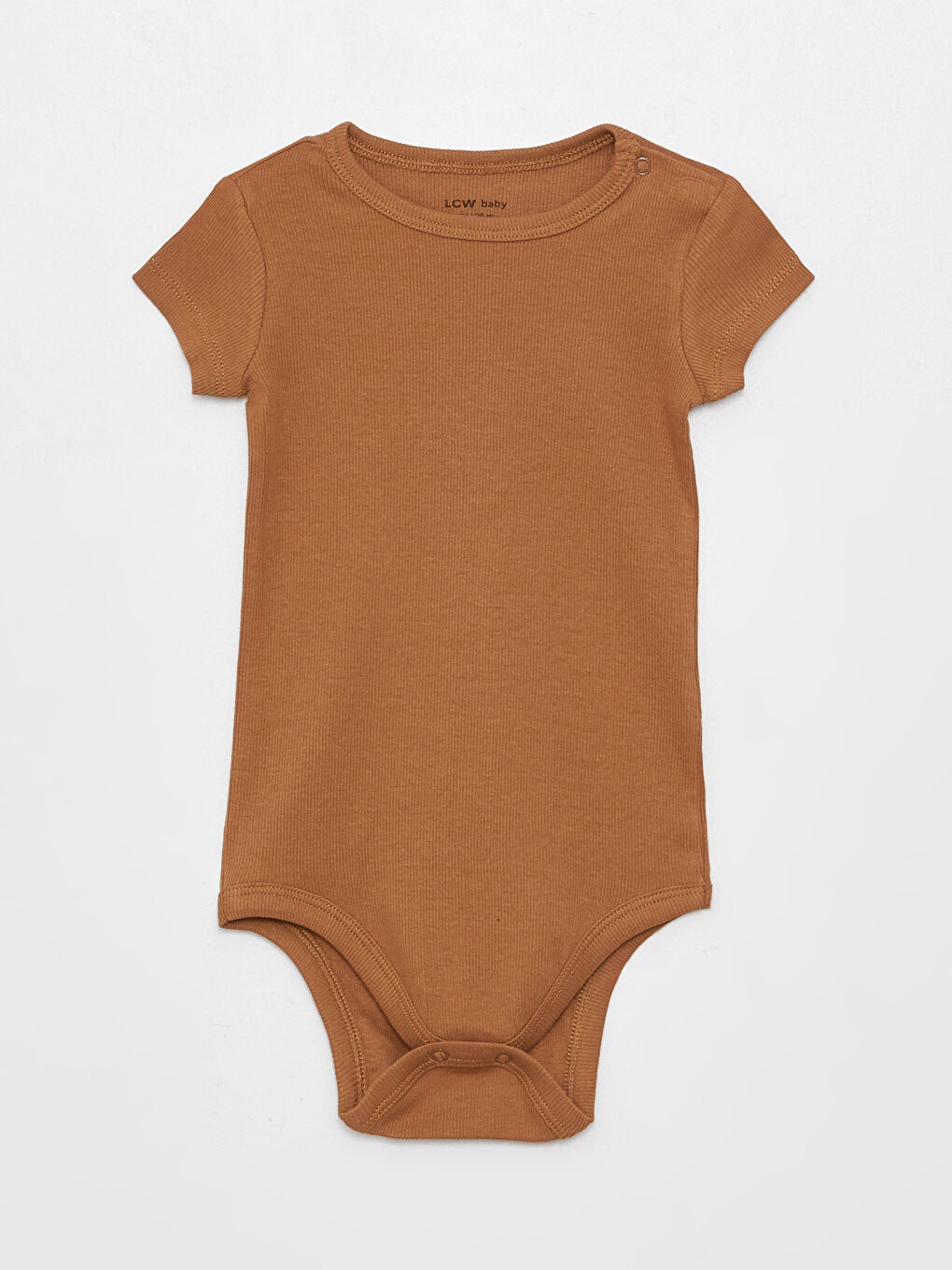 Kahverengi Bisiklet Yaka Kısa Kollu Erkek Bebek Çıtçıtlı Bodysuit 2'li-2