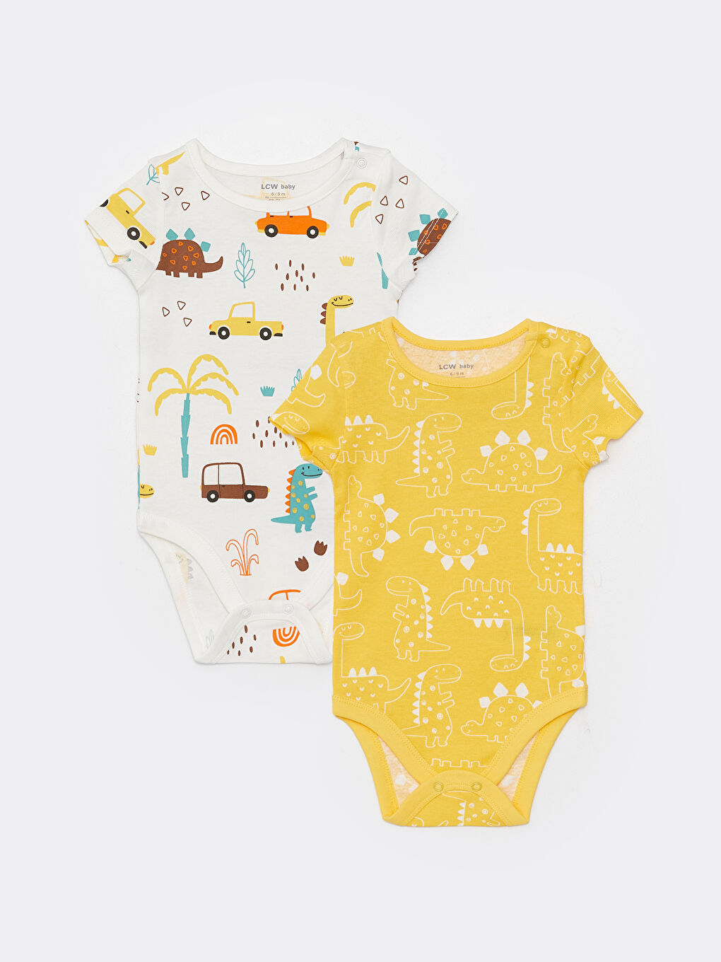 Crew Neck Short Sleeve Printed Baby Boy Bodysuit with Snap Crotch 2-Pack