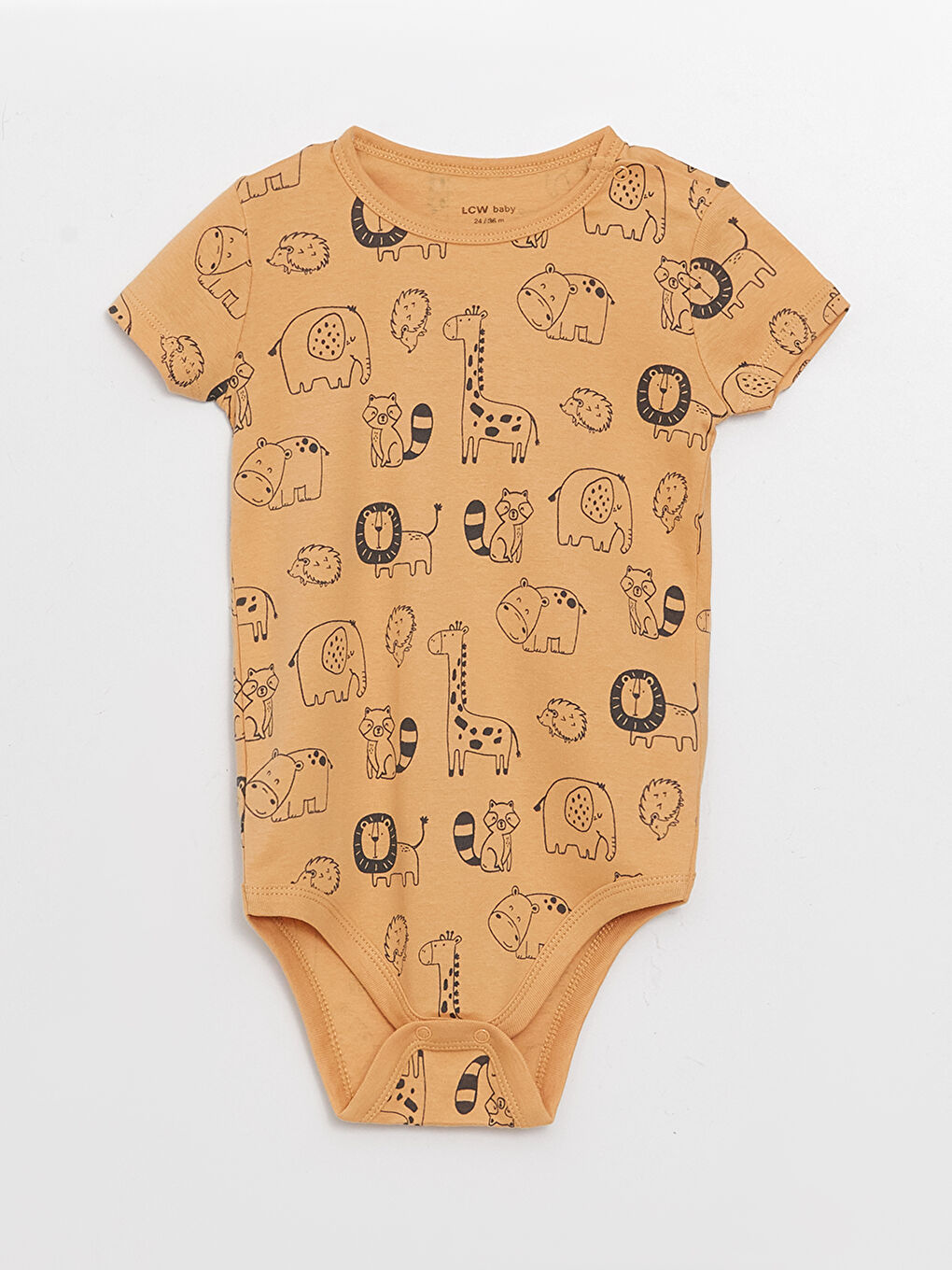 ياقة دائرية كم قصير مطبوع بدلة جسم أولاد رضع بزر ضغط - مجموعتين-1